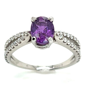 Beautiful Purple/Violet Sapphire Diamond Ring 14KWG 2.45 ctw