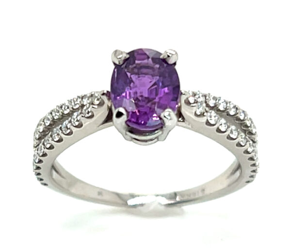 Beautiful Purple/Violet Sapphire Diamond Ring 14KWG 2.45 ctw