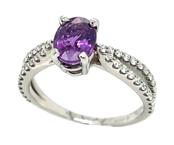 Beautiful Purple/Violet Sapphire Diamond Ring 14KWG 2.45 ctw - Image 4