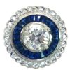 Large USA EGL Certified Diamond (N)* Sapphire (H)* Art Deco Ring 18KWG 3.00 ctw - Image 3