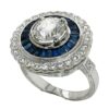 Large USA EGL Certified Diamond (N)* Sapphire (H)* Art Deco Ring 18KWG 3.00 ctw - Image 4
