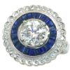 Large USA EGL Certified Diamond (N)* Sapphire (H)* Art Deco Ring 18KWG 3.00 ctw