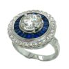 Large USA EGL Certified Diamond (N)* Sapphire (H)* Art Deco Ring 18KWG 3.00 ctw - Image 7