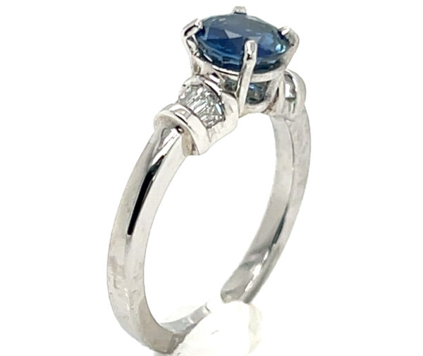 Bright Blue Kanchanaburi Sapphire (H)* Diamond Platinum Ring 1.55 ctw - Image 6