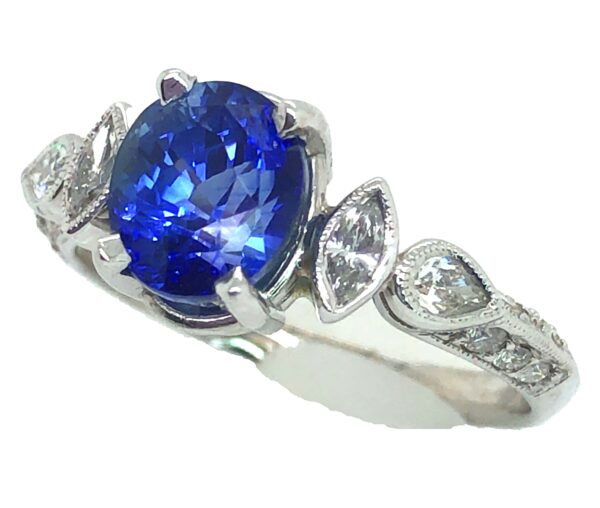 CGL Certified Ceylon Sapphire (H)* Diamond Ring 14KWG 3.44 ctw - Image 4