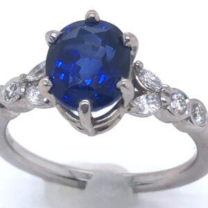 CGL Certified Ceylon Sapphire (H)* Diamond Ring 14KWG 3.44 ct