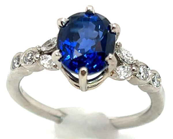 CGL Certified Ceylon Sapphire (H)* Diamond Ring 14KWG 3.44 ct - Image 6
