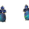 Colorful Opal Doublet Ceylon Sapphire Earrings 14KWG - Image 2
