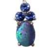 Colorful Opal Doublet Ceylon Sapphire Earrings 14KWG - Image 4