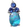 Colorful Opal Doublet Ceylon Sapphire Earrings 14KWG - Image 5