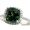 AAA+ Rated Cushion Green Sapphire (H)* Diamond Halo Ring 14KWG 3.91 ct - Image 5
