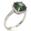 AAA+ Rated Cushion Green Sapphire (H)* Diamond Halo Ring 14KWG 3.91 ct - Image 4