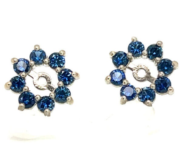 Ceylon Blue Sapphire (H)* Jacket Earrings 14KWG 1.30 ctw - Image 4