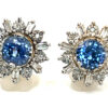 2.04 CTW Ceylon Sapphire & Diamond Halo Earrings in 14K Two-Tone Gold - Image 5