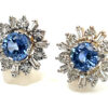 2.04 CTW Ceylon Sapphire & Diamond Halo Earrings in 14K Two-Tone Gold - Image 3
