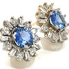 2.04 CTW Ceylon Sapphire & Diamond Halo Earrings in 14K Two-Tone Gold - Image 2