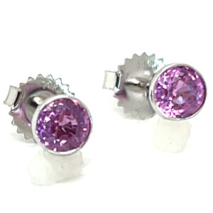 Bezel Set Pink Sapphire (H)* Studs 14KWG 1.30 ctw