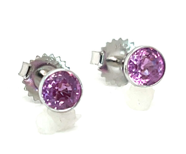 Bezel Set Pink Sapphire (H)* Studs 14KWG 1.30 ctw