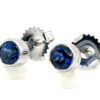 Bezel Set Ceylon Blue Sapphire (H)* Earrings 14KWG 0.80 ctw - Image 3