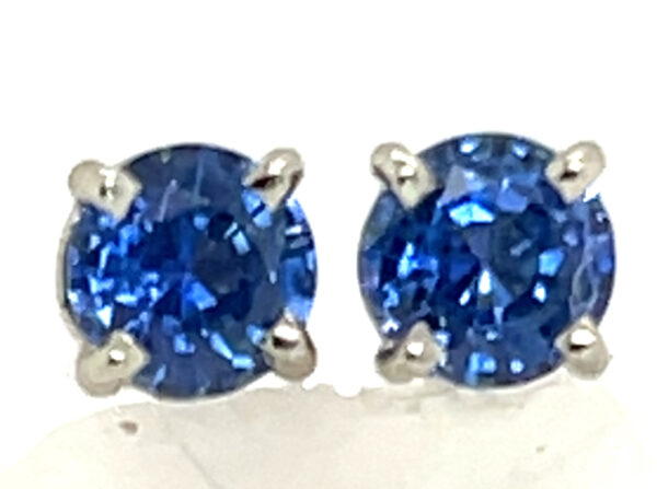 Ceylon Blue Sapphire (H)* Stud Earrings 14KWG 0.78 ctw - Image 2