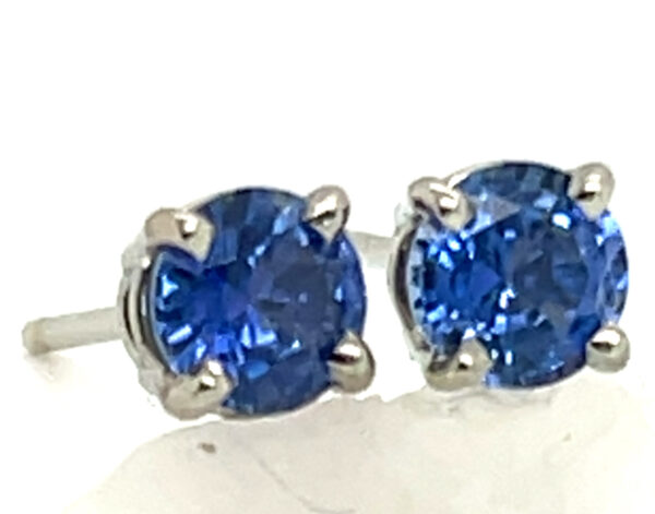 Ceylon Blue Sapphire (H)* Stud Earrings 14KWG 0.78 ctw - Image 4