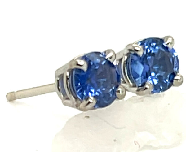 Ceylon Blue Sapphire (H)* Stud Earrings 14KWG 0.78 ctw - Image 6
