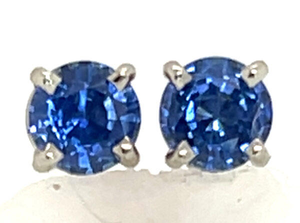 Ceylon Blue Sapphire (H)* Stud Earrings 14KWG 0.78 ctw