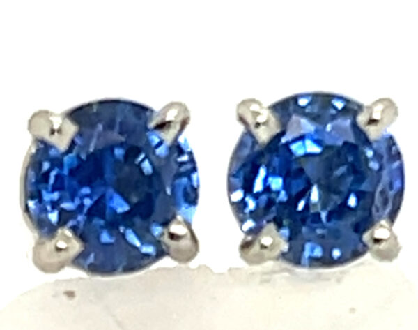 Ceylon Blue Sapphire (H)* Stud Earrings 14KWG 0.78 ctw - Image 5