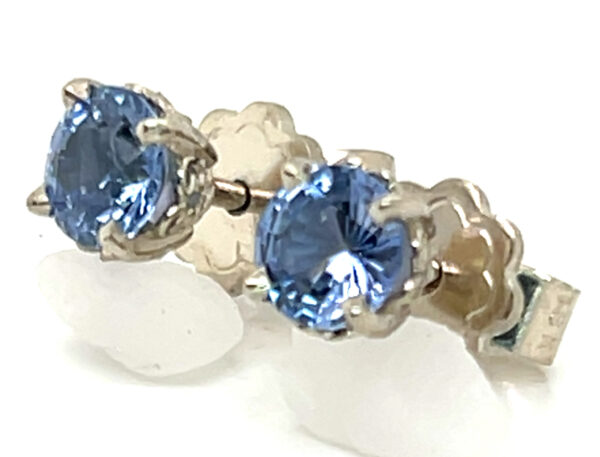 Ceylon Sapphire (H)* Stud earrings 14KWG 1.34 ctw - Image 4