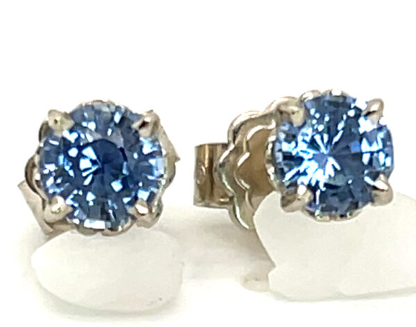Ceylon Sapphire (H)* Stud earrings 14KWG 1.34 ctw - Image 2