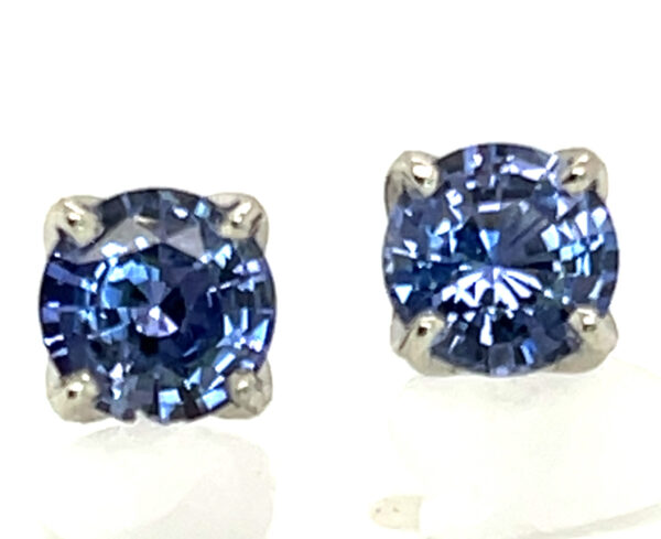 Stunning Ceylon Sapphire Stud Earrings in 14K White Gold – 2.27 CTW, Certified - Image 3
