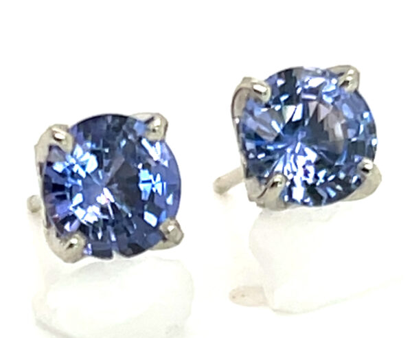 Stunning Ceylon Sapphire Stud Earrings in 14K White Gold – 2.27 CTW, Certified - Image 6