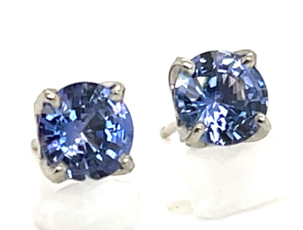 Stunning Ceylon Sapphire Stud Earrings in 14K White Gold – 2.27 CTW, Certified - Image 4