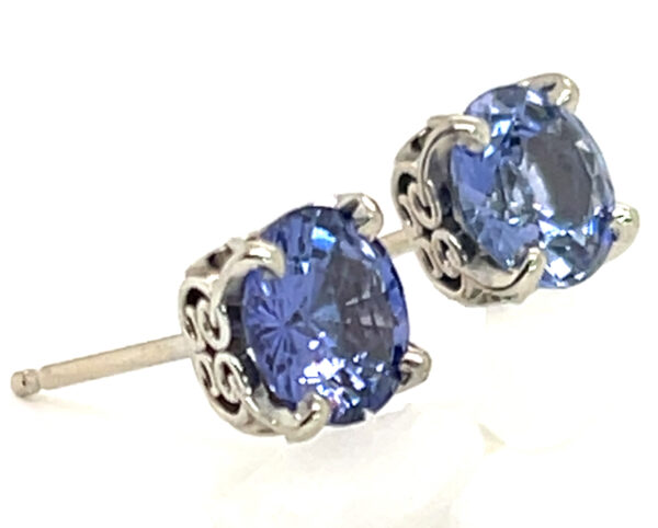 Stunning Ceylon Sapphire Stud Earrings in 14K White Gold – 2.27 CTW, Certified - Image 5