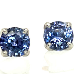 Stunning Ceylon Sapphire Stud Earrings in 14K White Gold – 2.27 CTW, Certified