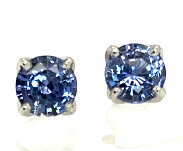 Stunning Ceylon Sapphire Stud Earrings in 14K White Gold – 2.27 CTW, Certified