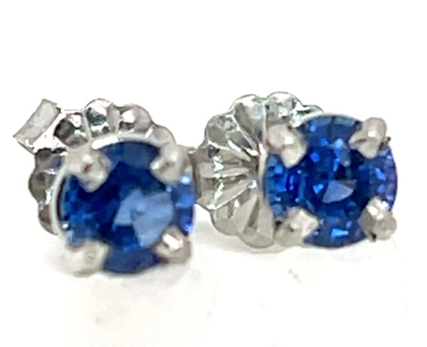Platinum AAA+ Rated Ceylon Blue Sapphire (H)* Stud Earrings 0.78 ctw - Image 5