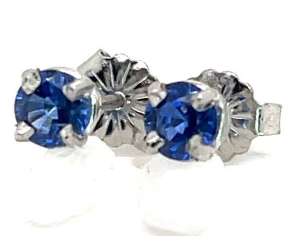 Platinum AAA+ Rated Ceylon Blue Sapphire (H)* Stud Earrings 0.78 ctw - Image 4
