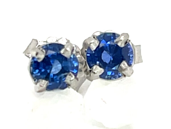 Platinum AAA+ Rated Ceylon Blue Sapphire (H)* Stud Earrings 0.78 ctw - Image 2