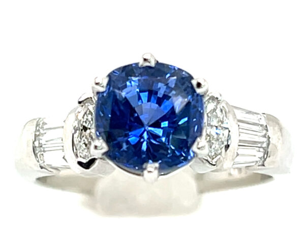 Certified Gorgeous Ceylon Cornflower Blue Sapphire (H)* Diamond Platinum Ring 3.06 ctw - Image 8