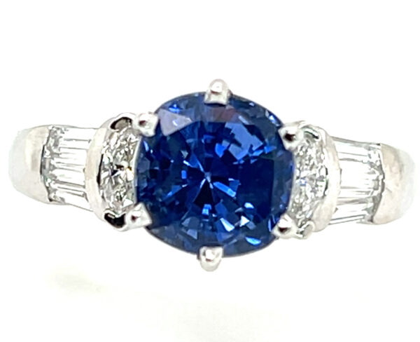 Certified Gorgeous Ceylon Cornflower Blue Sapphire (H)* Diamond Platinum Ring 3.06 ctw - Image 7
