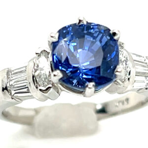 Certified Gorgeous Ceylon Cornflower Blue Sapphire (H)* Diamond Platinum Ring 3.06 ctw