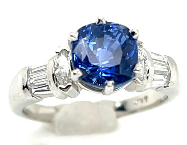 Certified Gorgeous Ceylon Cornflower Blue Sapphire (H)* Diamond Platinum Ring 3.06 ctw