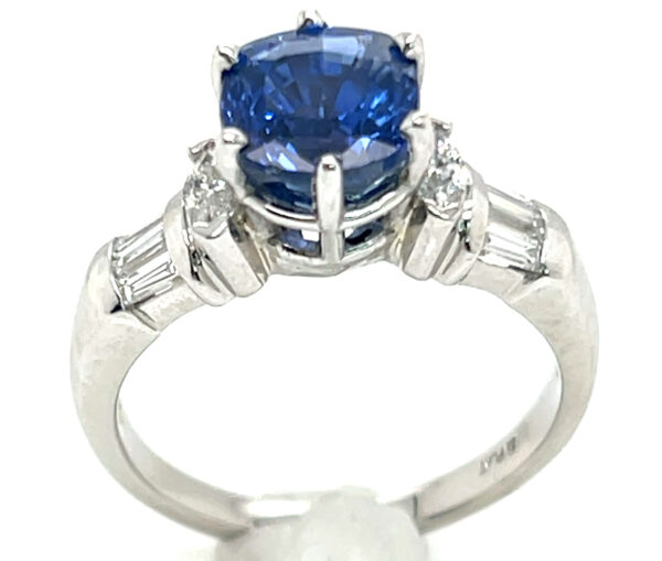 Certified Gorgeous Ceylon Cornflower Blue Sapphire (H)* Diamond Platinum Ring 3.06 ctw - Image 3