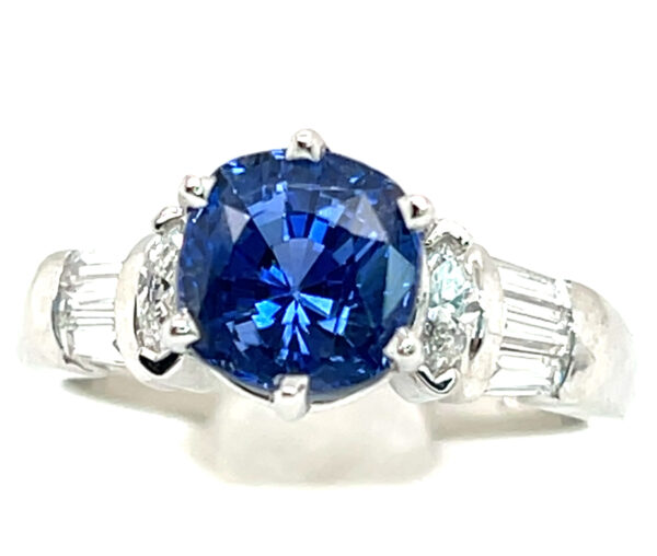 Certified Gorgeous Ceylon Cornflower Blue Sapphire (H)* Diamond Platinum Ring 3.06 ctw - Image 2