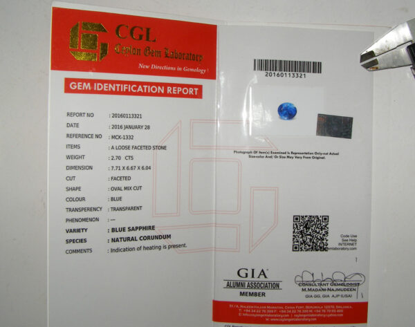 Certified Gorgeous Ceylon Cornflower Blue Sapphire (H)* Diamond Platinum Ring 3.06 ctw - Image 9