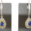 Pear-Cut Ceylon Blue Sapphires with Yellow & White Diamonds – Elegant 14KTT Dangle Earrings - Image 3