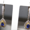 Pear-Cut Ceylon Blue Sapphires with Yellow & White Diamonds – Elegant 14KTT Dangle Earrings - Image 4