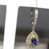 Pear-Cut Ceylon Blue Sapphires with Yellow & White Diamonds – Elegant 14KTT Dangle Earrings - Image 6