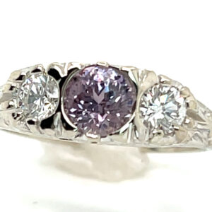 Unheated Certified Jeff White Faceted Lilac Sapphire (N)* Diamond Ring 14KWG 1.10 ctw